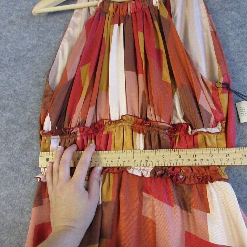 Where Mountains Meet Midi Dress Open Back S Silk Asymmetric Red Art To Wear 212 - Picture 8 of 13
